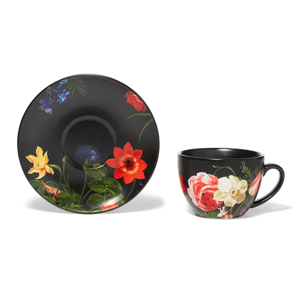 Hot Midnight Garden Teacup And Saucer Tableware