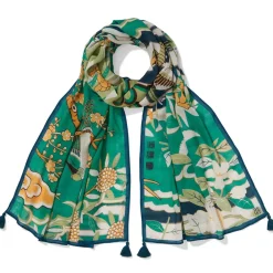 New Ming Birds And Flowering Branches Oversize Oblong Scarf Scarves & Wraps