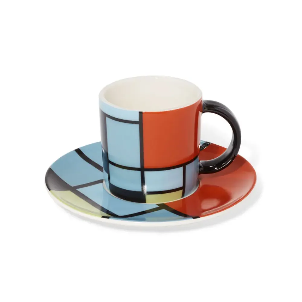 Best Mondrian Composition Espresso Cup And Saucer Tableware