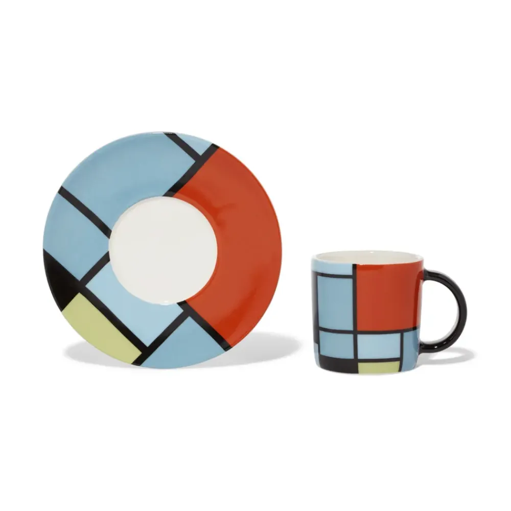 Best Mondrian Composition Espresso Cup And Saucer Tableware