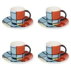 Best Mondrian Composition Espresso Cup And Saucer Tableware