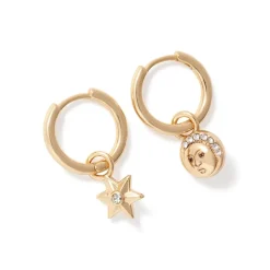 New Moon And Star Hoop Earrings Earrings