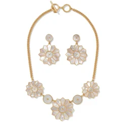 Discount Mother-Of-Pearl Mosaic Statement Necklace And Earrings Set Jewelry Sets
