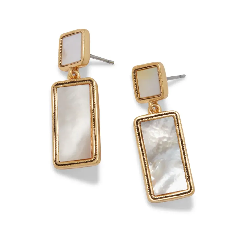 Clearance Mother-Of-Pearl Tile Double-Drop Earrings Earrings