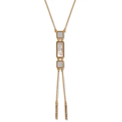 Hot Mother-Of-Pearl Tile Double Lariat Necklace Necklaces
