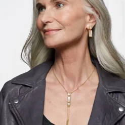 Hot Mother-Of-Pearl Tile Double Lariat Necklace Necklaces