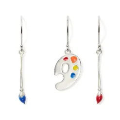 Hot Paintbrush And Palette Drop Earrings Earrings