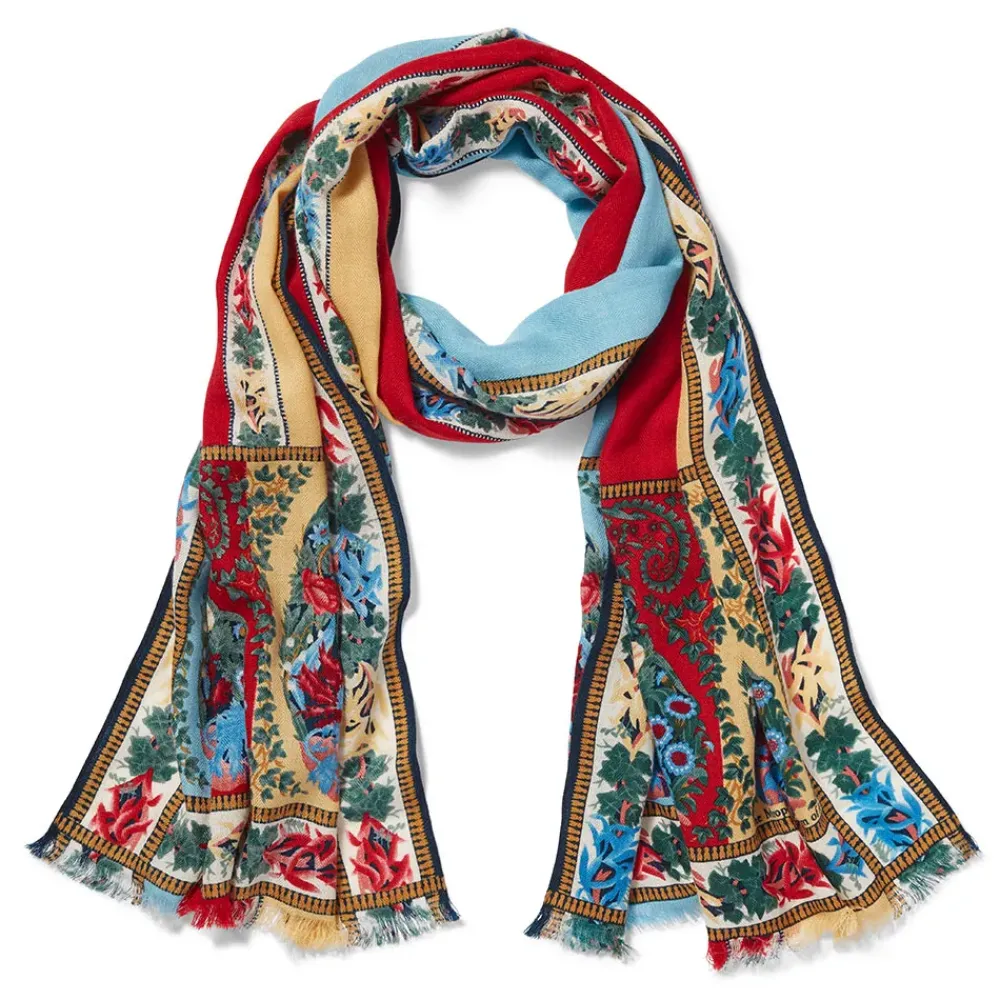 Discount Paisley Border Striped Oblong Wool Scarf Scarves & Wraps
