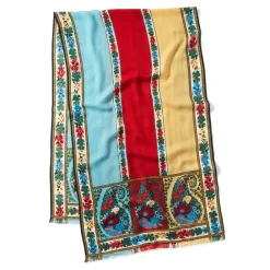 Discount Paisley Border Striped Oblong Wool Scarf Scarves & Wraps