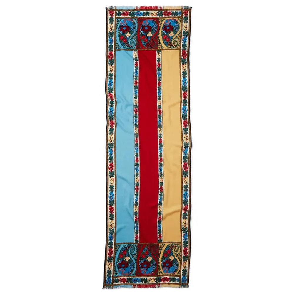 Discount Paisley Border Striped Oblong Wool Scarf Scarves & Wraps