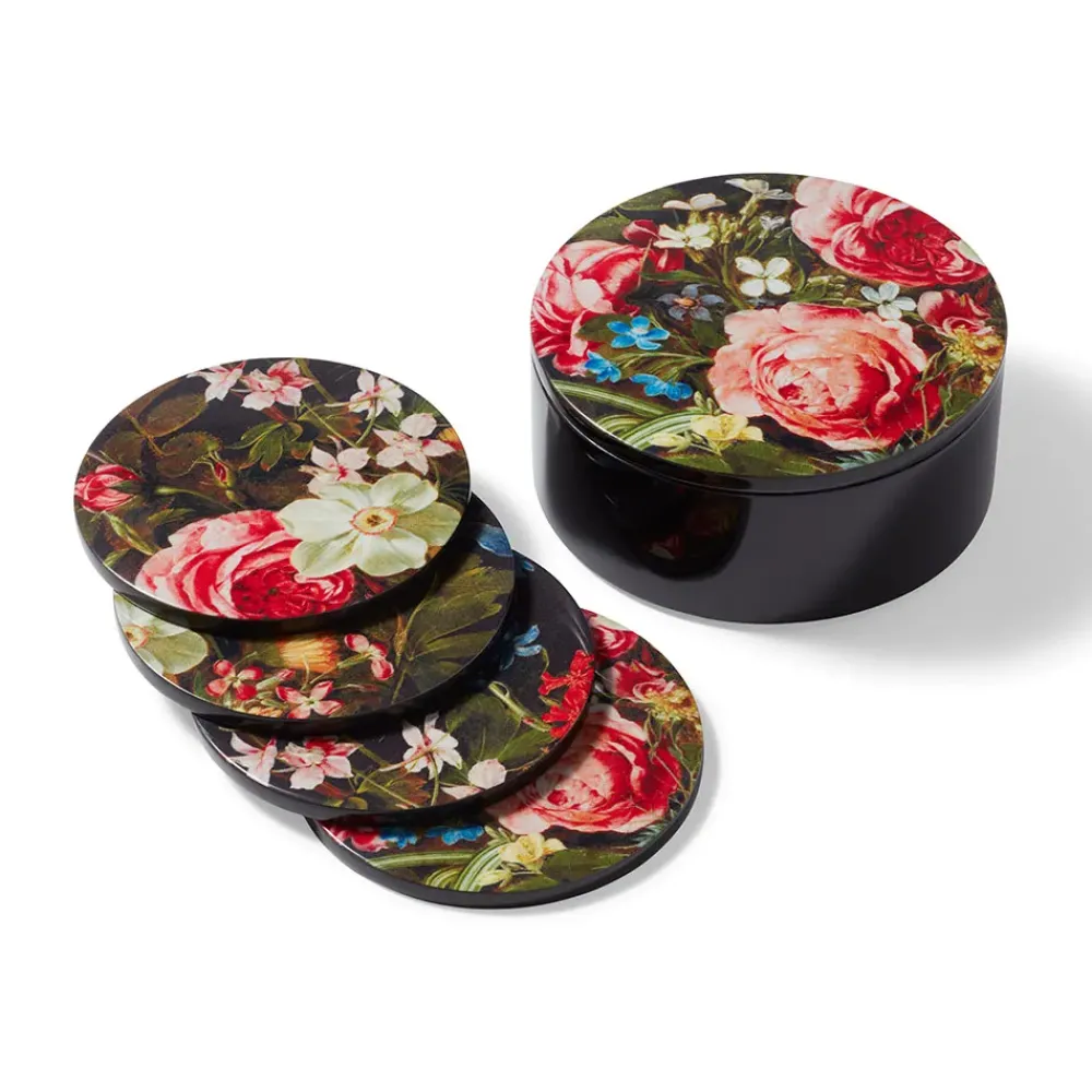 New Peeters Bouquet Of Flowers Lacquer Coasters Tableware