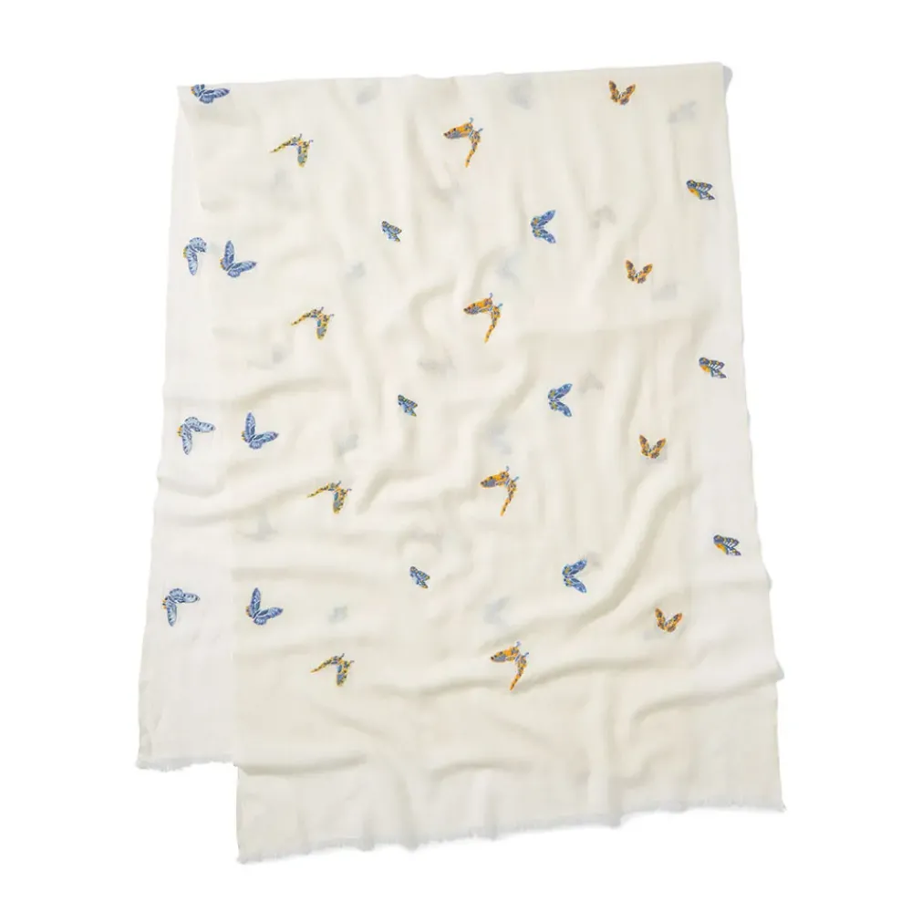 Clearance Qing Embroidered Butterflies Oblong Scarf Scarves & Wraps