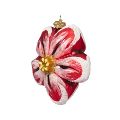 Online Red Poinsettia Glass Ornament Ornaments