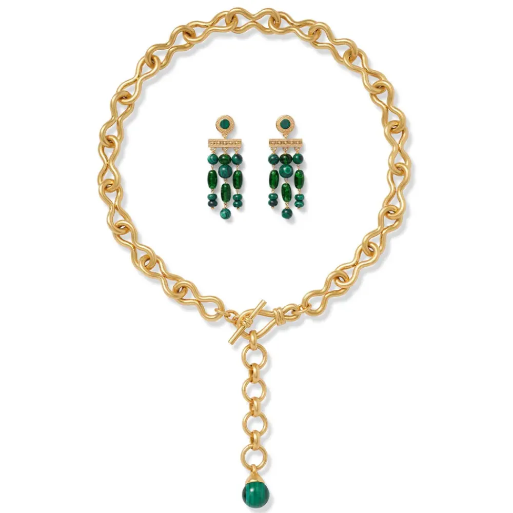 Outlet Roman Malachite Statement Necklace And Chandelier Earrings Set Jewelry Sets