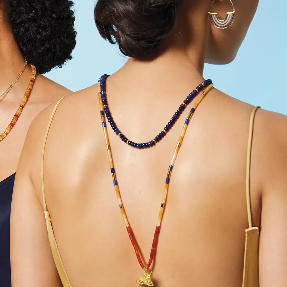 Discount Royal Egyptian Beaded Lapis Necklace Necklaces