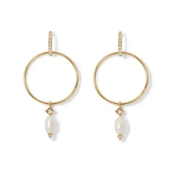 Online Royal Tudor Forward-Facing Hoop Earrings With Pearl Drops Earrings