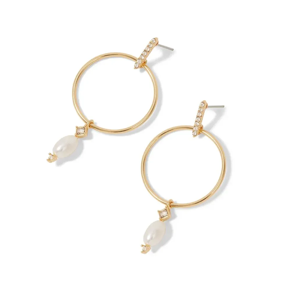 Online Royal Tudor Forward-Facing Hoop Earrings With Pearl Drops Earrings