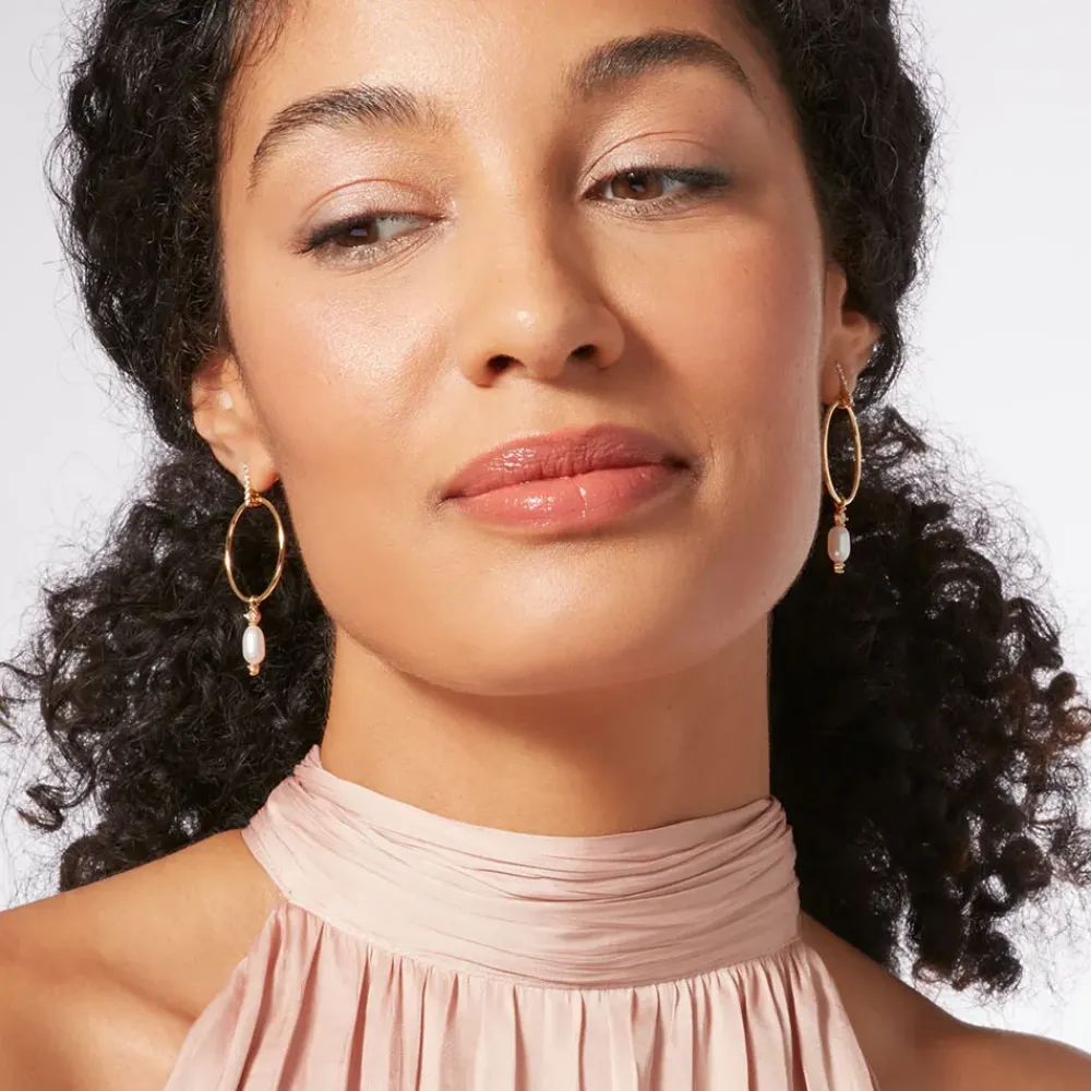 Online Royal Tudor Forward-Facing Hoop Earrings With Pearl Drops Earrings