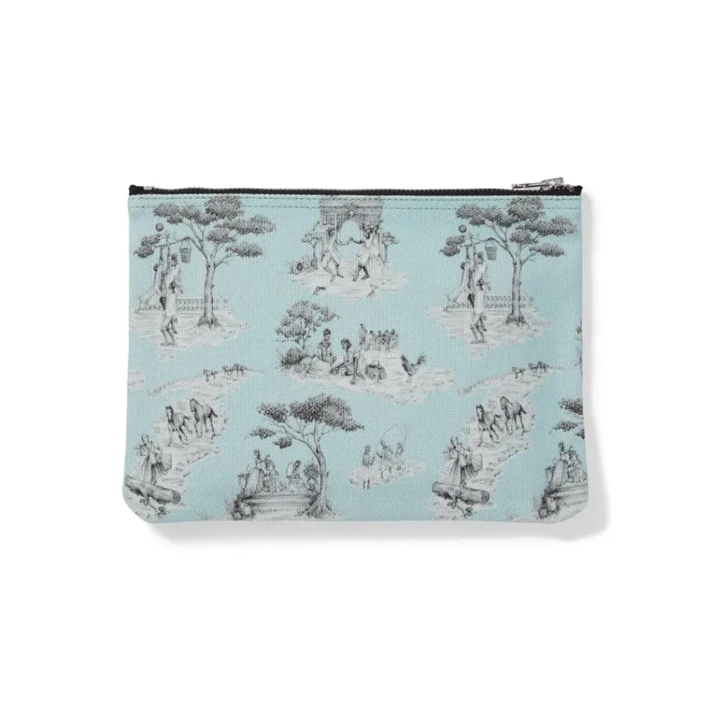Clearance Sheila Bridges Harlem Toile De Jouy Canvas Zip Pouch Bags
