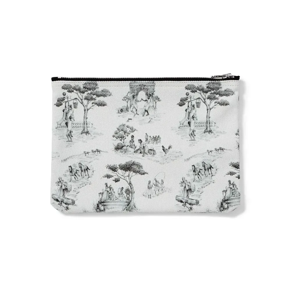 Clearance Sheila Bridges Harlem Toile De Jouy Canvas Zip Pouch Bags