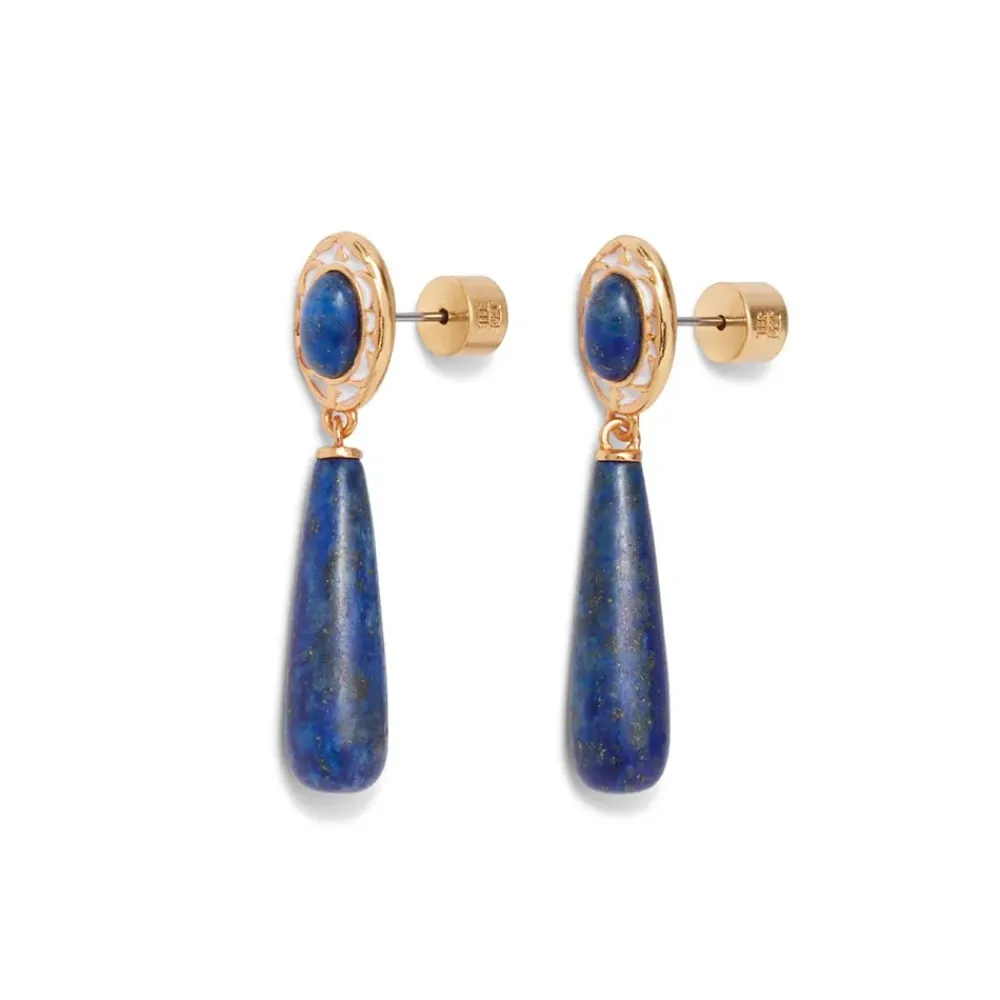 Clearance Spanish Baldric Lapis Elongated Drop Earrings Earrings