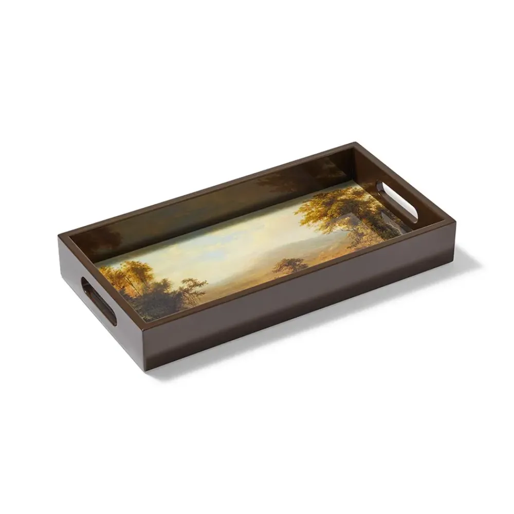 Fashion Sublime Landscapes Duncanson Cows Watering In A Stream Small Lacquer Tray Decorative Accents