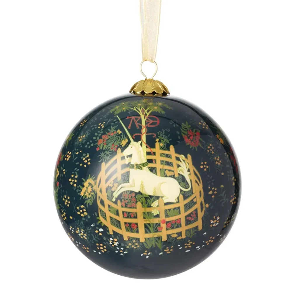 Fashion Unicorn In A Garden Hand-Painted Glass Ornament Ornaments