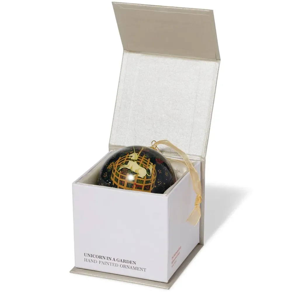 Fashion Unicorn In A Garden Hand-Painted Glass Ornament Ornaments