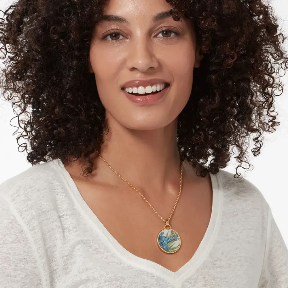 New Van Gogh Irises Enamel Pendant Necklace Necklaces