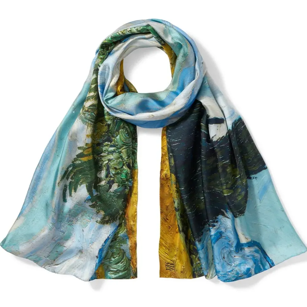 Fashion Van Gogh Wheat Field With Cypresses Oversize Oblong Silk Scarf Scarves & Wraps