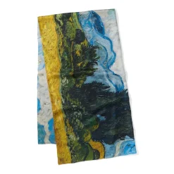 Fashion Van Gogh Wheat Field With Cypresses Oversize Oblong Silk Scarf Scarves & Wraps
