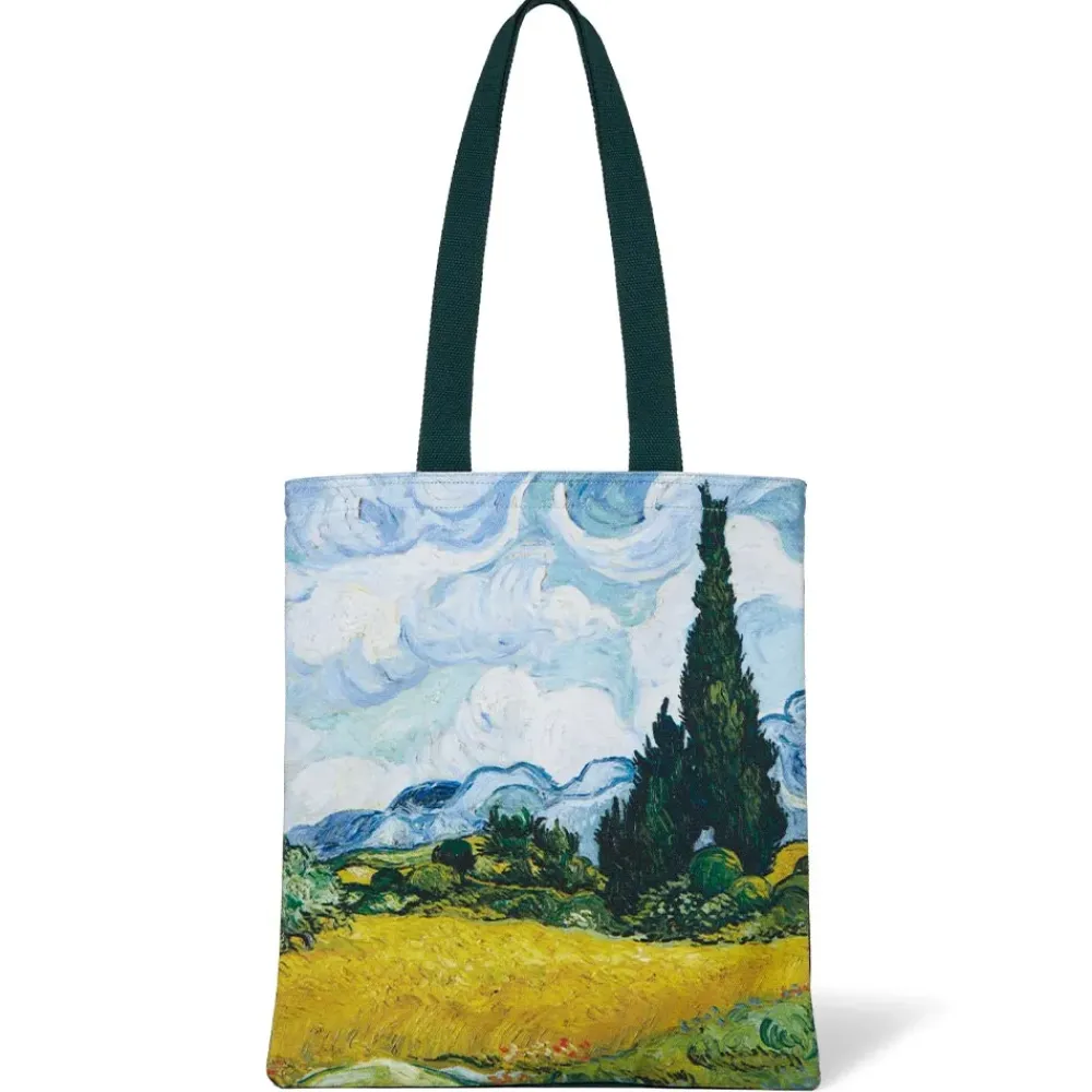 Hot Van Gogh Wheat Field With Cypresses Tote Bags