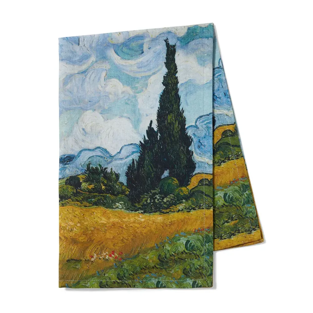 Hot Van Gogh Wheat Field With Cypresses Tea Towel Decorative Accents