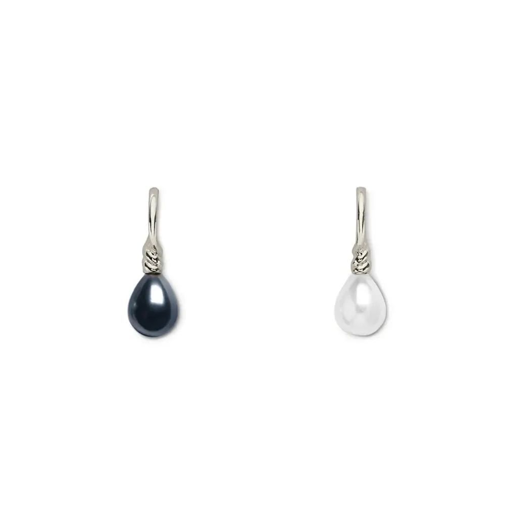Sale Venus Pearl Silver Drop Earrings, Black/White Earrings