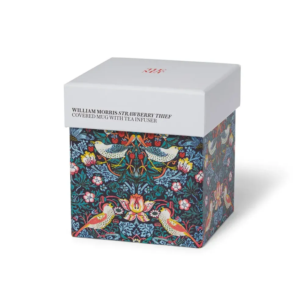 New William Morris Strawberry Thief Covered Mug With Tea Infuser Tableware