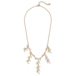 Fashion Willow Catkins Pearl Bib Necklace And Drop Earrings Set Jewelry Sets